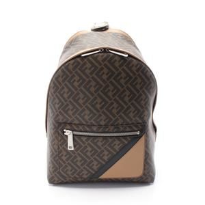 FENDI CHIODO DIAGONAL Zucca Backpack Leather Brown Black